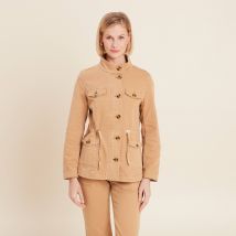 Veste boutonnée en jean marron clair femme