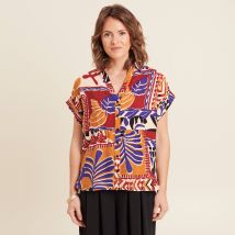 Chemise ample manches courtes multicolore femme