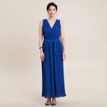 Combinaison pantalon plissée bleu electrique femme