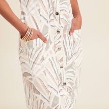 Robe droite en jean beige femme