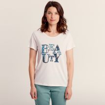 T-shirt manches courtes ecru femme