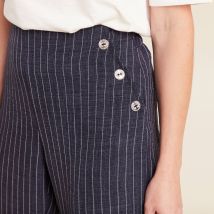 pantalon large bleu femme