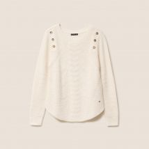 Pull col rond ecru femme