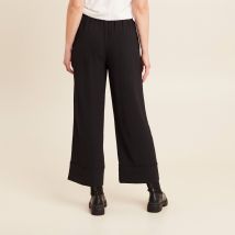 Pantalon large taille haute noir femme