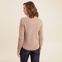 Pull col rond taupe femme