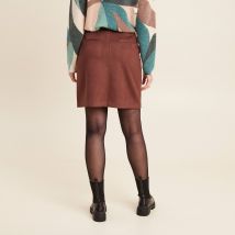 Jupe droite suédine marron foncé femme