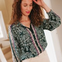 Chemise manches longues vert femme