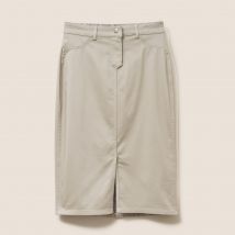 Jupe trapèze réversible longueur genou vert olive femme