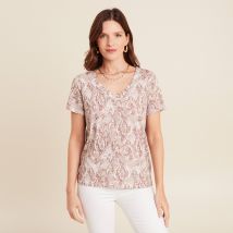 T-shirt manches courtes beige femme