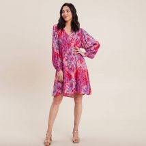 Robe évasée manches 3/4 rouge femme