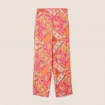 Pantalon large taille haute orange femme