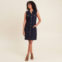 Robe droite en jean denim brut femme