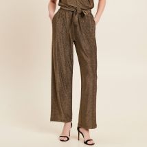 Pantalon large taille haute vert kaki femme