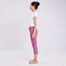 Pantacourt droit taille haute violet femme