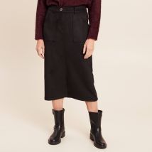 Jupe longue droite suédine noir femme