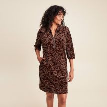 Robe droite velours marron femme