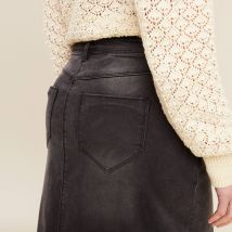 Jupe crayon en jean denim gris femme