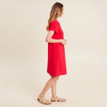 Robe droite manches courtes rouge femme