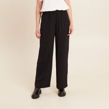 Pantalon large taille haute noir femme
