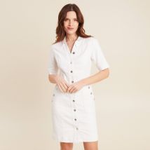 Robe droite en jean ecru femme