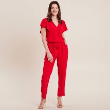 Combinaison pantalon droite rouge femme