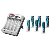 6 accus rechargeables NiMh 2400 mAh 1,2v avec chargeur mural 220v - JAMARA - Breizh Modelisme