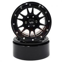 Yeah Racing 2 Jantes 2.2 Crawler 1/10 alu noire CNC 12 branches avec Hubs - Breizh Modelisme