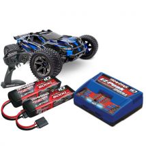 Combo Traxxas Rustler 4x4 Ultimate VXL bleu 1/10 RTR - 67097-4 - Waterproof - Entièrement réparable - Breizh Modelisme