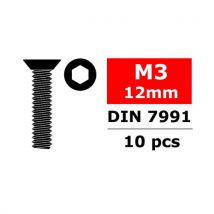 Vis en acier M3 x 12 mm tête plate hexagonale (10 pcs) - C-3002-30-12 - Breizh Modelisme