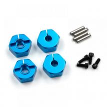 4 Hexagones de roue 6mm alu Bleu pour voitures RC 1/10 - FASTRAX - Breizh Modelisme