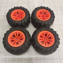 4 roues avant/arrière orange pour Fun Racer DF Models - 7600 - Breizh Modelisme