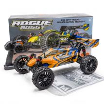Pack Rogue buggy HobbyTech 1/8 brushless 4x4 RTR orange - Waterproof - Entièrement réparable - Breizh Modelisme