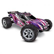 Traxxas Rustler 4x4 VXL rose Brushless RTR - 67076-4 - Waterproof - Entièrement réparable - Breizh Modelisme