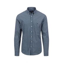 Fynch Hatton Seasonal Blue Print Button Down Shirt - Teal - M