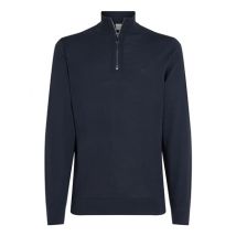 Calvin Klein Merino Quarter Zip Jumper - Navy - M