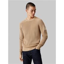 Calvin Klein Jeans Waffle Cotton Badge Jumper - Beige - S