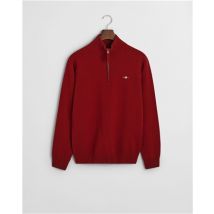 Gant Superfine Lambswool Half Zip Jumper - Wine - L