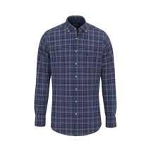 Fynch Hatton Dark Check Shirt - Blue - L