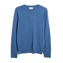 Farah Mullen Merino Crew Neck Sweater - Blue - XL