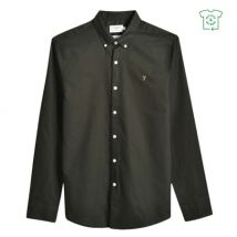 Farah Brewer Slim Fit Organic Cotton Oxford Shirt - DK Green - S