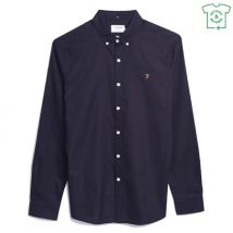 Farah Brewer Slim Fit Organic Cotton Oxford Shirt - Navy - L