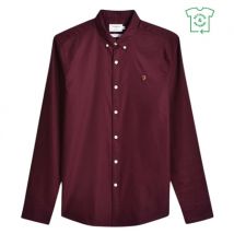 Farah Brewer Slim Fit Organic Cotton Oxford Shirt - Wine - L