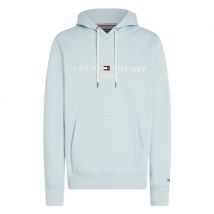 Tommy Hilfiger Drawstring Logo Embroidery Hoodie - Aqua Blue - XS