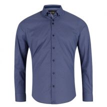 6th Sense Printed Button Down Print Shirt - Navy Blue - XL