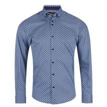6th Sense Button Down Satin Print Shirt - Print - L