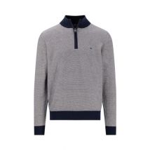 Fynch Hatton Troyer Zip Fine Stripes Sweatshirt - Navy - 2XL