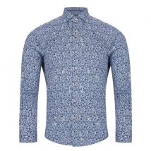 Remus Uomo Frank Floral Long Sleeve Shirt - Dark Blue - 15.5