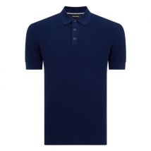 Remus Uomo Slim Fit Knitted Polo Shirt - Blue - L