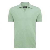 Remus Uomo Open Collar Cotton Polo Shirt - Green - L