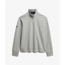 Superdry Core Pique Henley Zip Neck Sweatshirt - Grey - M